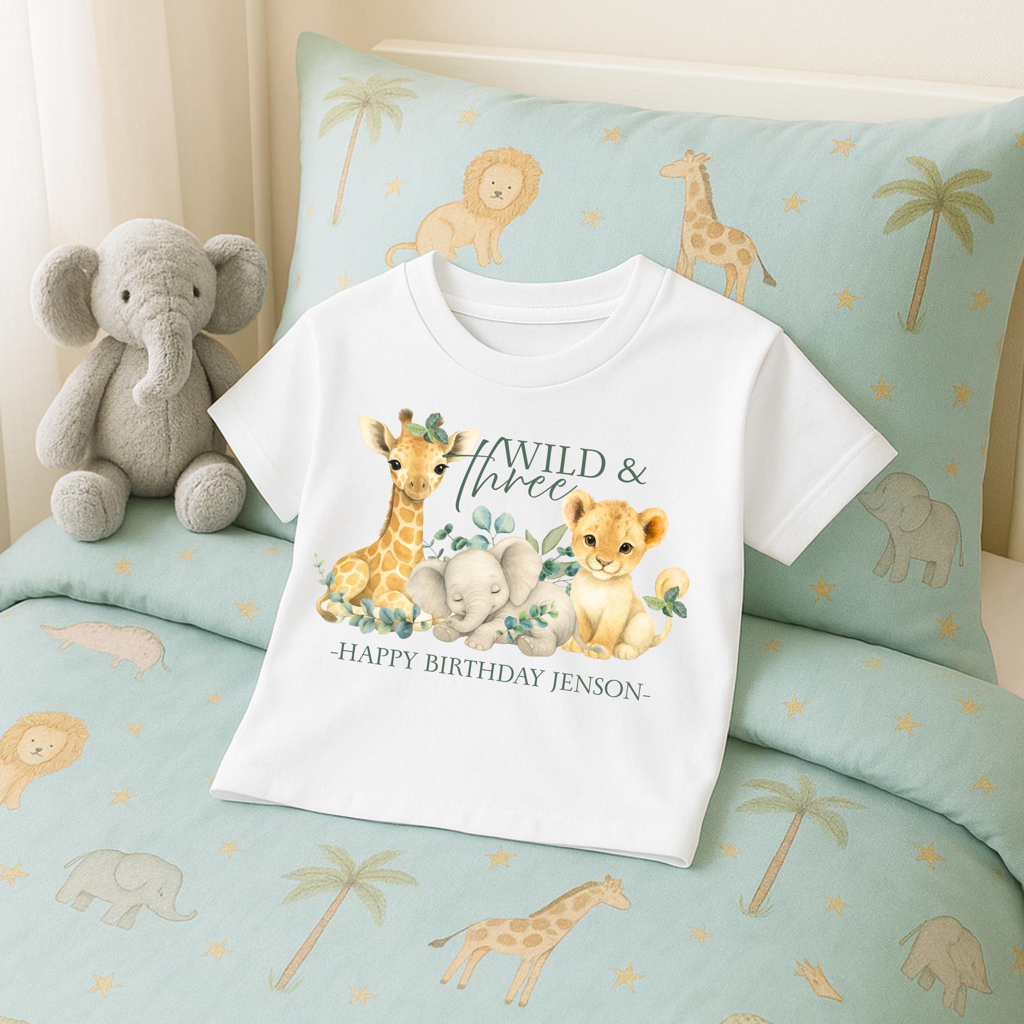 Wild One Safari Animals Birthday T Shirt Personalised Keepsake - Etsy