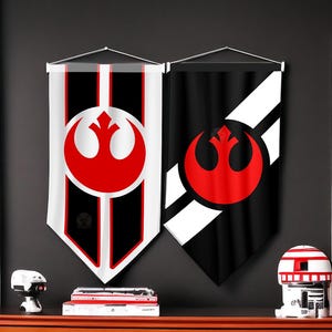2 Piece Rebel Alliance Flag Banners, Big Size Satin Fabric Rebel Alliance Pennants, Hanging Rebel Alliance Flag, 2 Piece High Quality Flag
