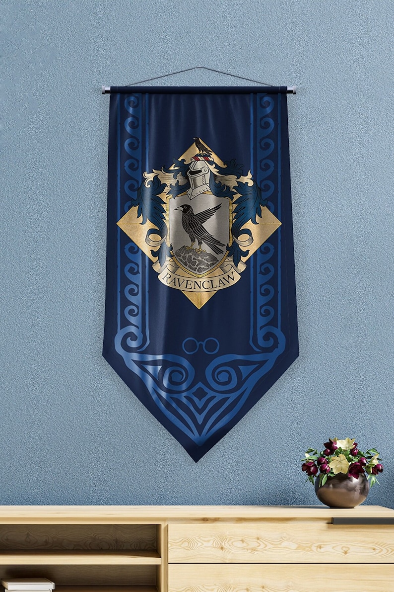 Ravenclaw Hogwarts Flag, Ravenclaw Design Flama/ Hogwarts School Flag ...
