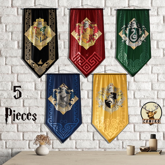Harry Potter Happy Birthday Banner Cake Topper Hogwarts Flags