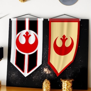 Big Size Rebel Alliance 2 Pieces Flag Banners, Satin Fabric Rebel Alliance Pennants,Rebel Alliance Flag, 2 Pieces High Quality Flag