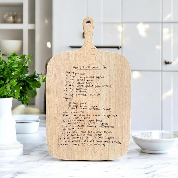 Tabla de cortar con recetas personalizadas escritas a mano: tabla de cortar grabada con un recuerdo familiar