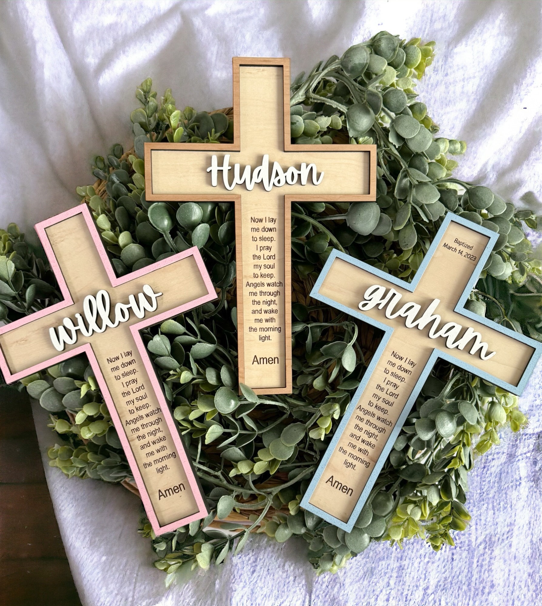 Personalized Wooden Baptism Cross/Baby Shower/Nursery Decor/Custom Baptism Gift/Easter Decor/Baptism Gift/Prayer Cross/Christening gift