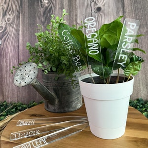 Engraved Acrylic Garden Stakes: Herb & Vegetable Plant Labels