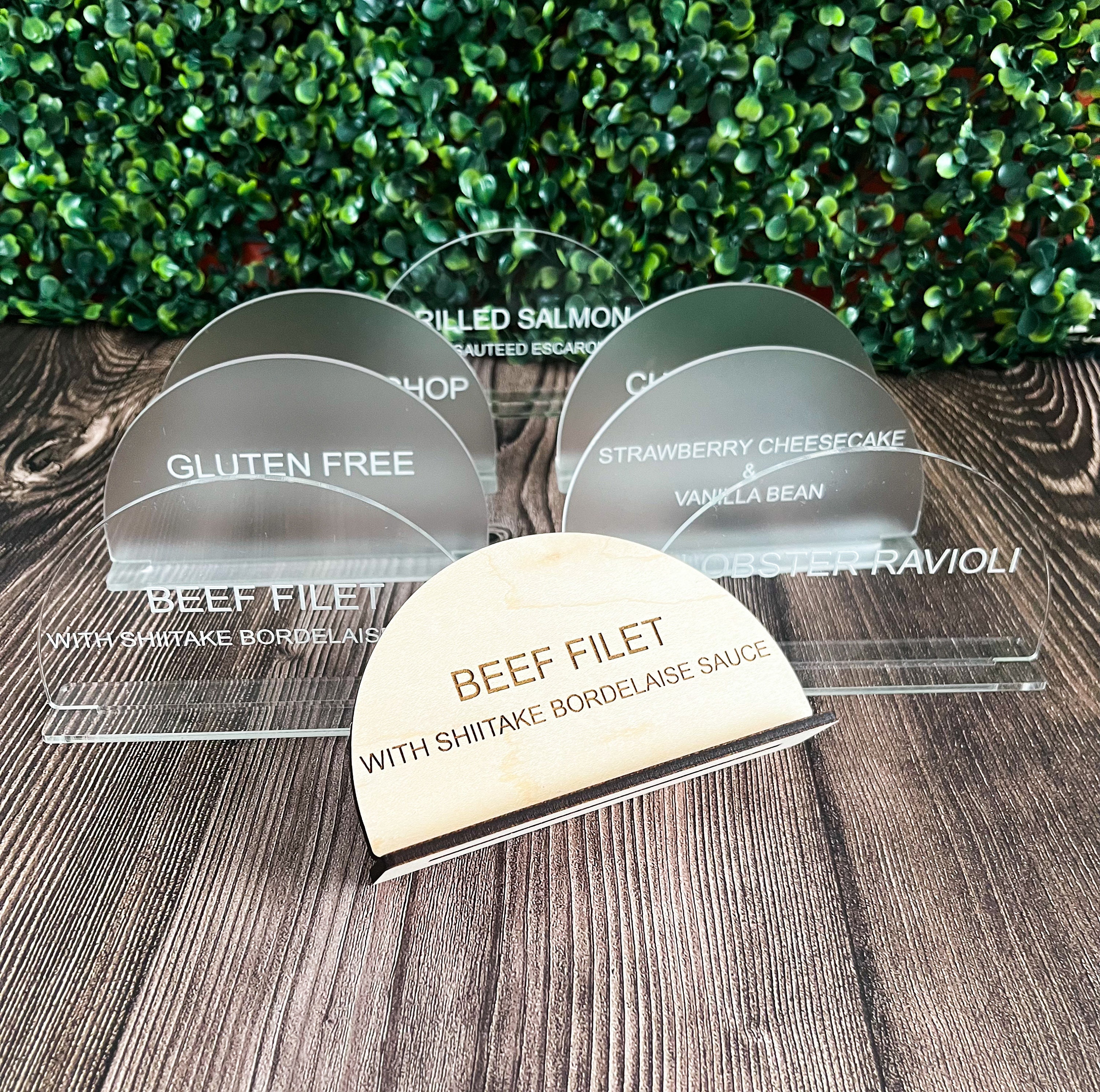 Arch Acrylic Food Labels: Buffet Menu Signs, Event Wedding Catering ...