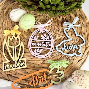 Cesta de páscoa/etiqueta de nome/decoração de cesta de páscoa/etiqueta de cesta de páscoa personalizada/etiqueta de coelho/decoração de primavera/decoração de cesta de páscoa