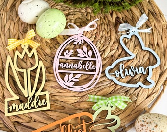 Personalized Easter Basket Tag: Laser Cut Maple Wood Name Tag
