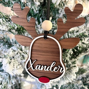 Custom Reindeer Ornament, Christmas Ornament, Name Ornament, Keepsake, Christmas Gift, Personalized Ornament, Laser Cut Ornament