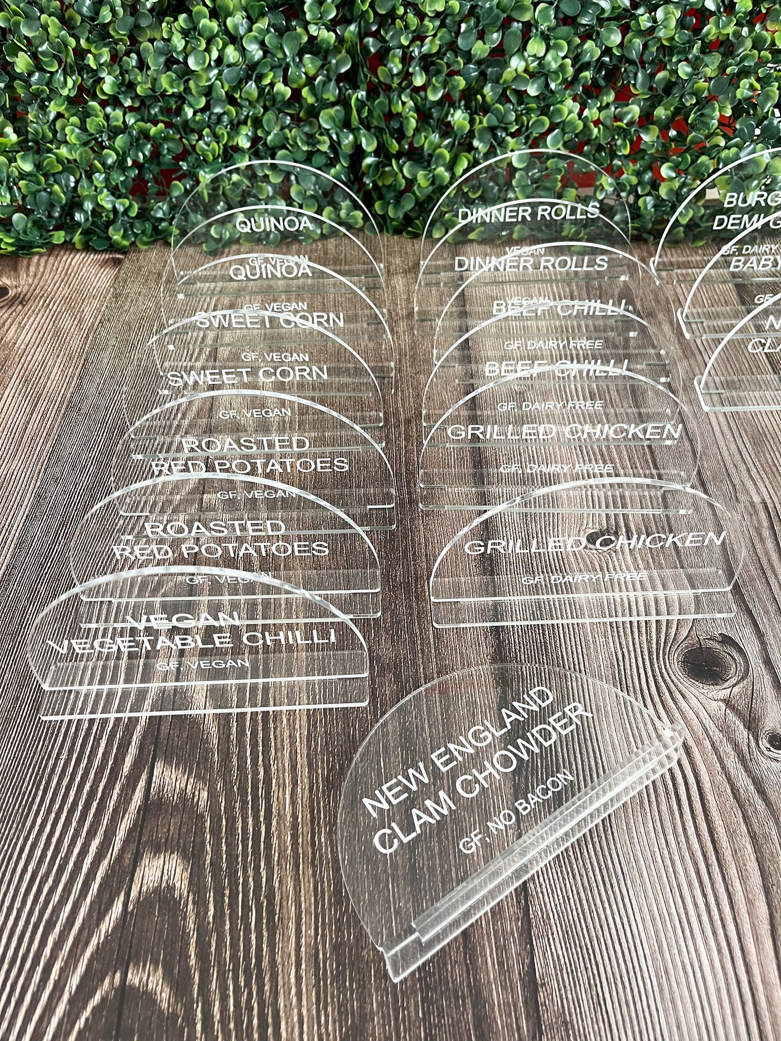 Event Table Labels Arch Acrylic Food Labels: Buffet Menu Signs, Event Wedding Catering ...