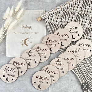 Meilenstein Scheiben Baby Ankündiung Mond und Sterne Geburtsanzeige Babyparty Baby Foto Requisite Boho Kinderzimmer Geburtsanzeige