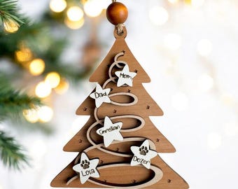 Custom Family Ornament: Custom Wooden Christmas Ornament, Personalized Ornament