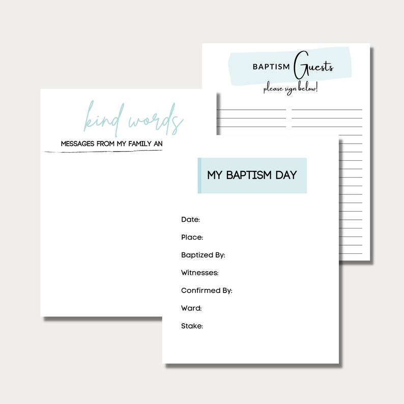 Baptism Memory Book LDS Printable Baptism Book Baptism Etsy