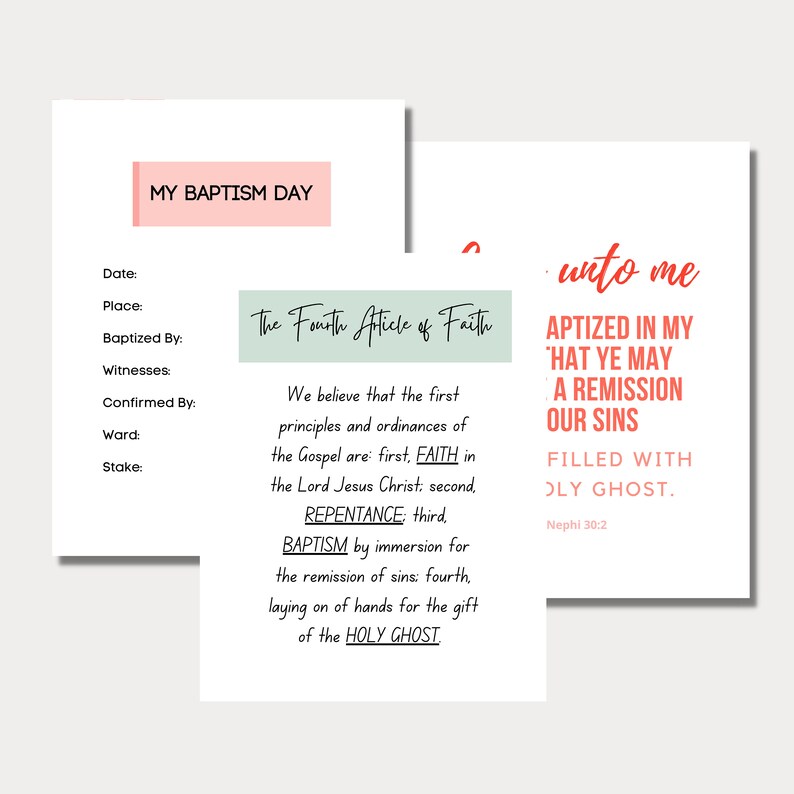 Baptism Memory Book LDS Printable Baptism Book Baptism Journal LDS