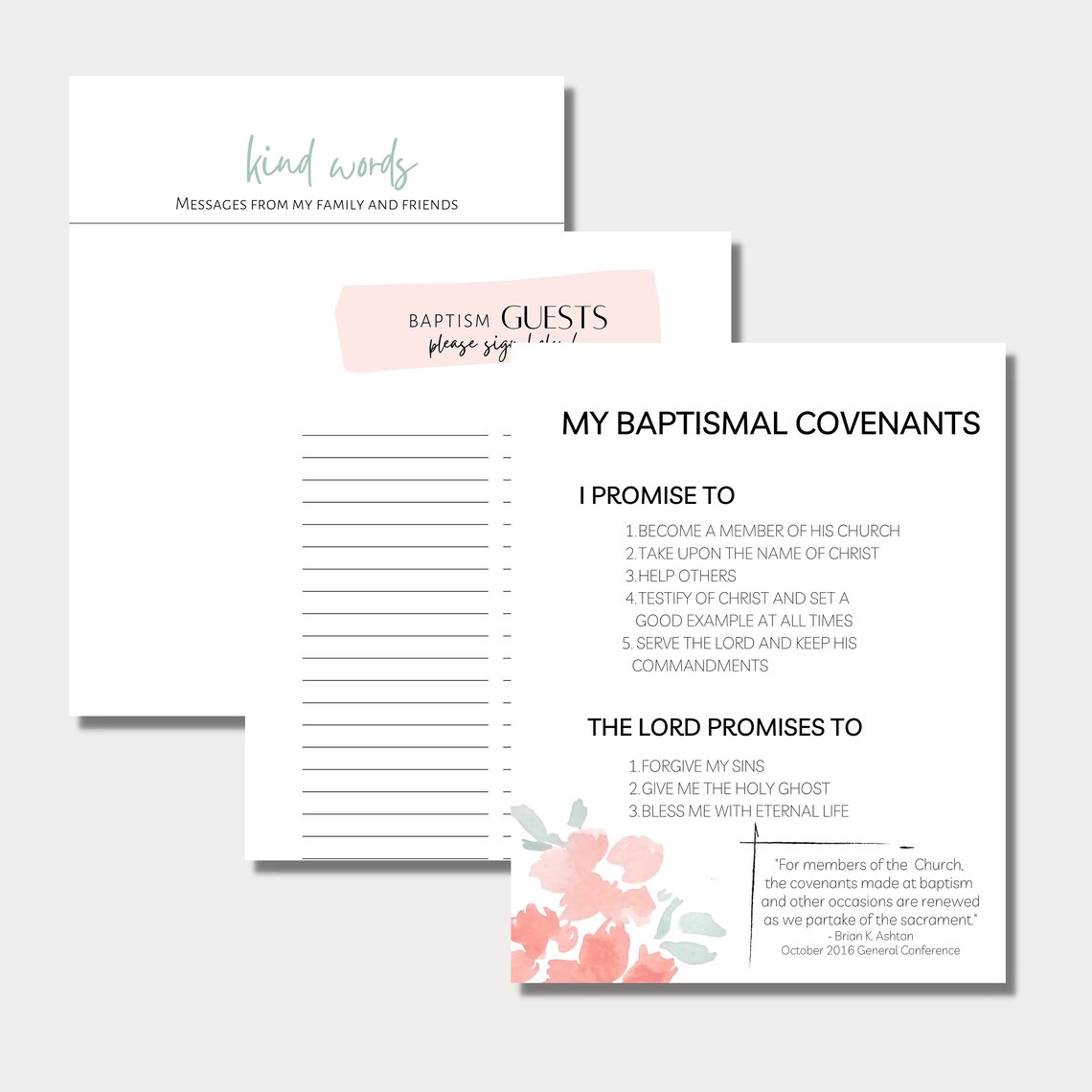 Baptism Memory Book LDS Printable Baptism Book Baptism Journal LDS ...