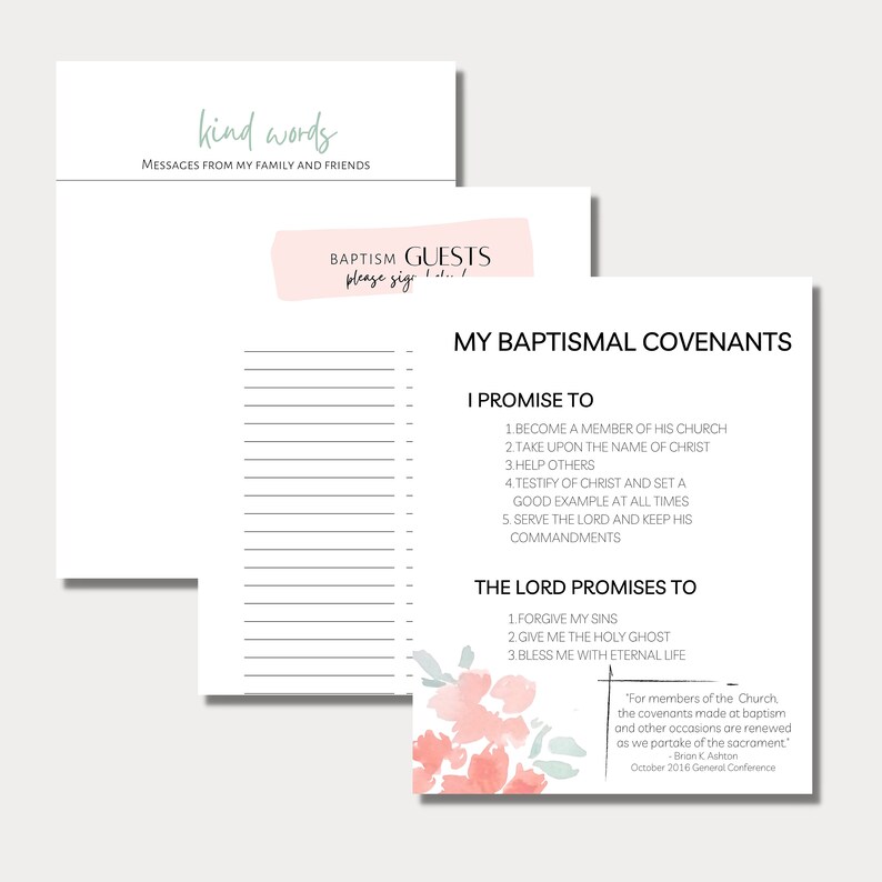 Baptism Memory Book LDS Printable Baptism Book Baptism Etsy