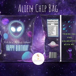 Alien Chip Bag| Birthday| Party Favors| Chip Bag
