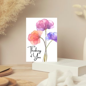 Thinking of You Printable Greeting Card With Colorful Watercolor ...