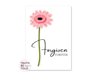 Pink Daisy Christian Greeting Card, Psalm 103:12 (PDF)