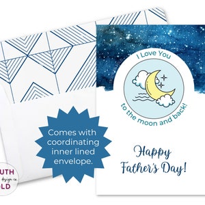 I Love You To The Moon and Back Christian Fathers Day Card From Wife Card for Dad