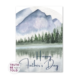 Happy Fathers Day Card with Mountain and Lake Scene