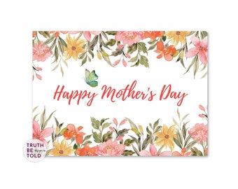 Religious Mother's Day Card for Mom: Proverbs 31 Verse, Wildflowers and Butterfly (PDF Printable)