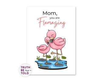 Flamingo Mother's Day Card for Mom: Flamazing Mom, Printable 5x7 (PDF)