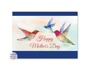 Watercolor Hummingbird Mother's Day Card (Printable PDF)