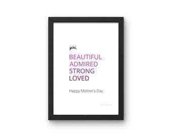 Mother's Day Affirmation Print: Admired, Loved (Digital Download)