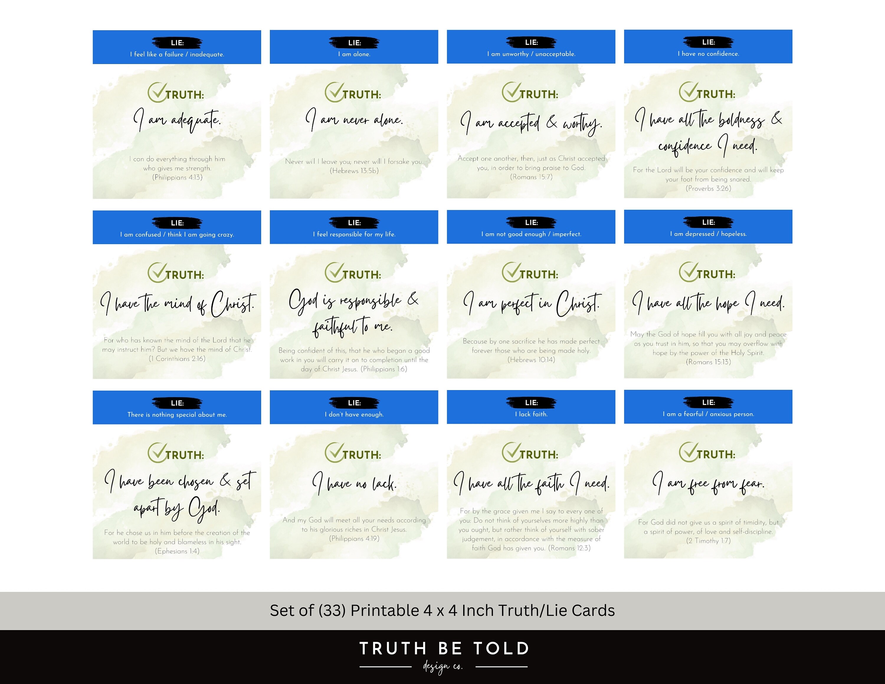 Truth Scriptures Cards Lies Vs Truth Scripture Cards | Christian Affirmations Printable PDF ...