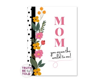Floral Polka Dot Mother's Day Card: Religious Bible Verse, Thankful Message (Digital Download)