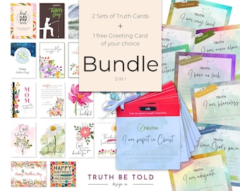 Scripture Cards Bundle, Identity In Christ Affirmations, Christian Greeting Card (PDF)