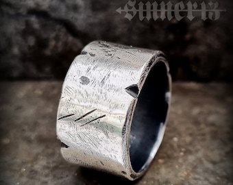 Silver ring rustic SINNER 13