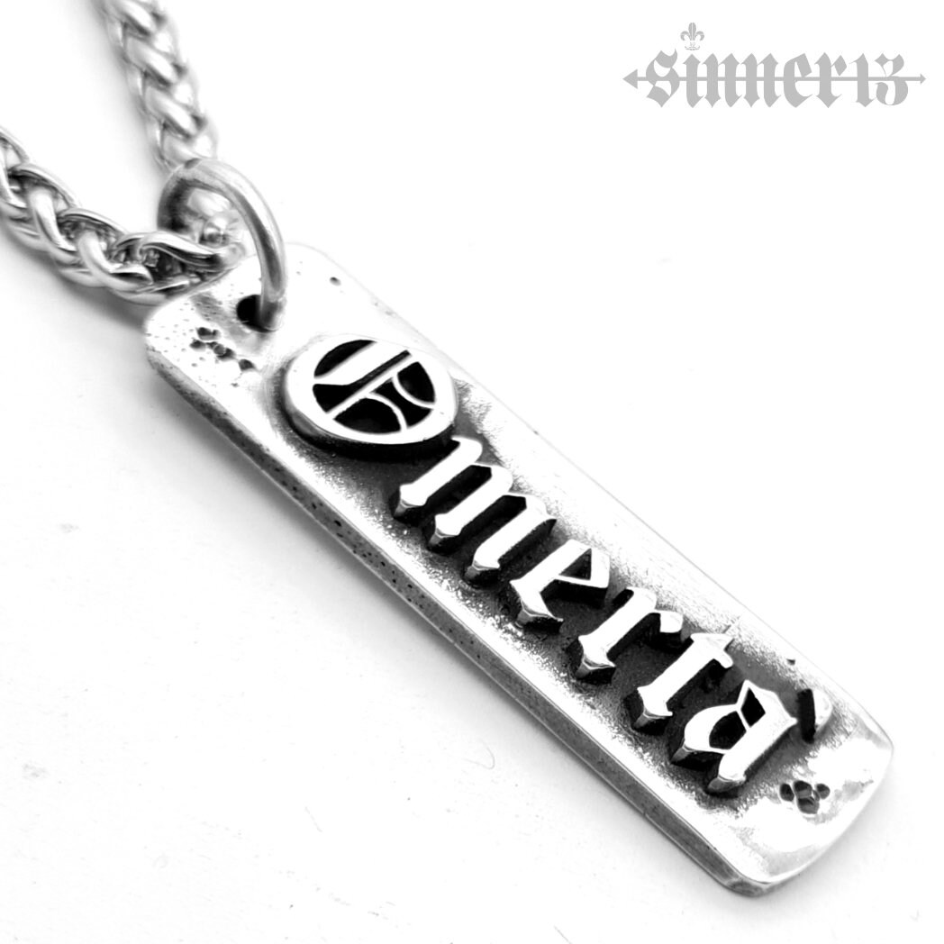 Omerta', / Silver Pendant 925 With Chain Biker, Rocker