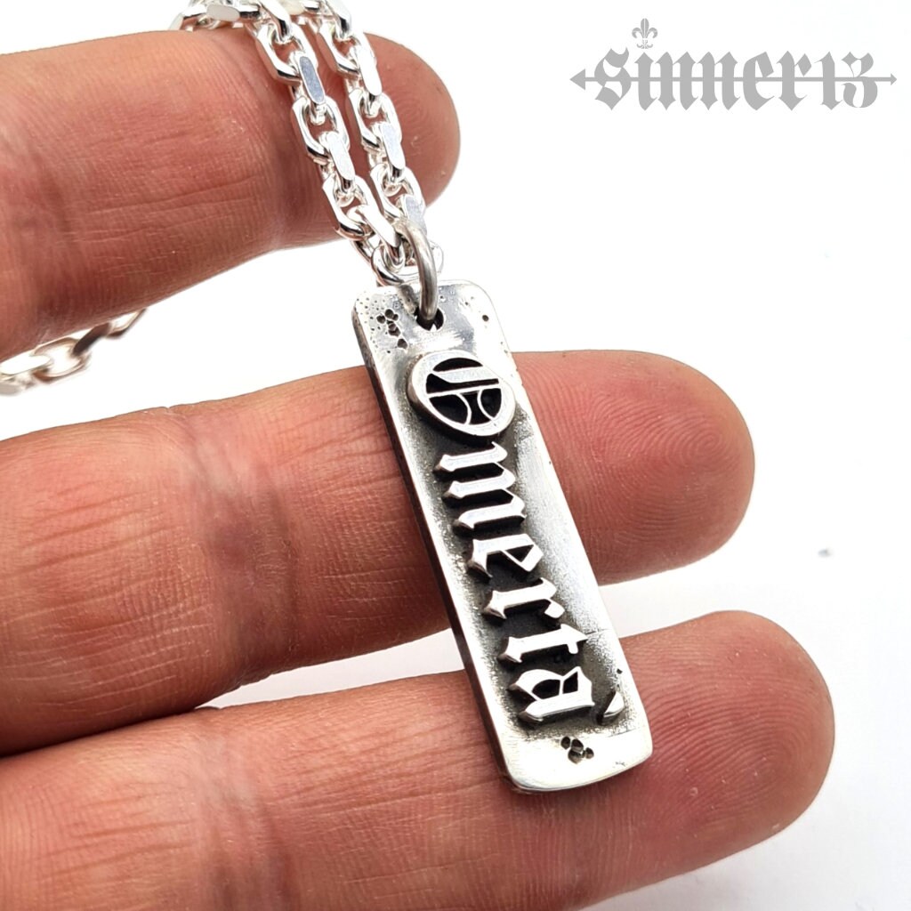Omerta', / Silver Pendant 925 With Chain Biker, Rocker