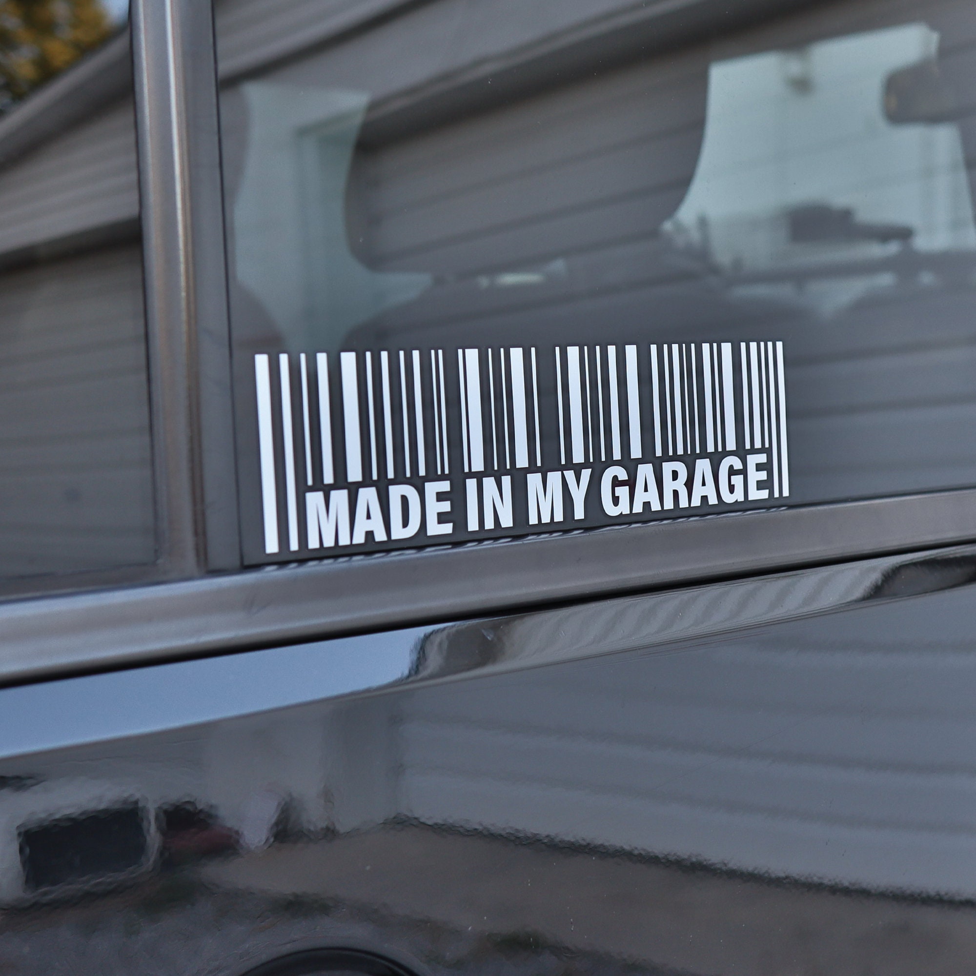 Made in My Garage Barcode Decal - Etsy