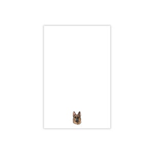 May include: A white background with a brown and black German Shepherd dog head illustration.