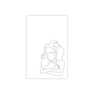 May include: Line drawing of a person holding a chicken in their arms. The drawing is in black and white.