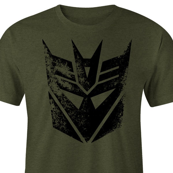 Decepticons Distressed Logo OD Green T-Shirt, Transformers Shirt, Decepticon Tee, Decepticon Shirt, Transformers Tee, 80's Cartoons