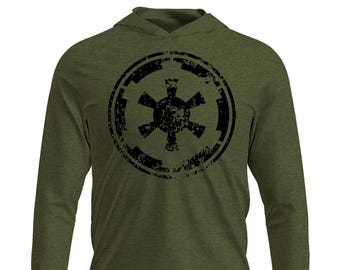 Star Wars Empire Distressed Logo OD Green Long Sleeve lightweight T-shirt Hoodie, Empire Distressed Tee, Star Wars Shirt