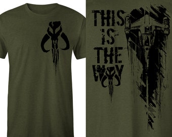 Mandalorian This is the Way Starfighter Front and Back OD Green T-Shirt, Mando T-Shirt, Mando tee, Mandalorian Tee Mandalorian Shirt, Mando