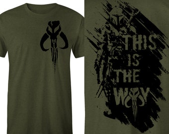 Mandalorian This is the Way Front and Back OD Green T-Shirt, Mando T-Shirt, Mandalorian Tee Mandalorian Shirt, Mando Shirt, Star Wars, Mando