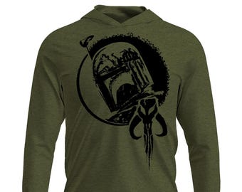 Boba Fett OD Green Long Sleeve lightweight T-shirt Hoodie, Boba Fett Shirt, This is the Way shirt, Mando Tee, Mandalorian T-Shirt, Star Wars