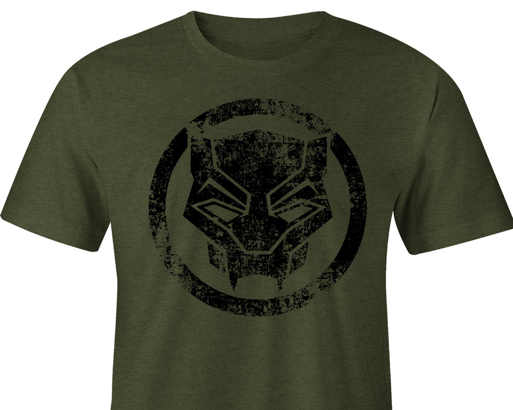 Black Panther Distressed Logo OD Green T-shirt, Black Panther Tee, Black Panther Shirt