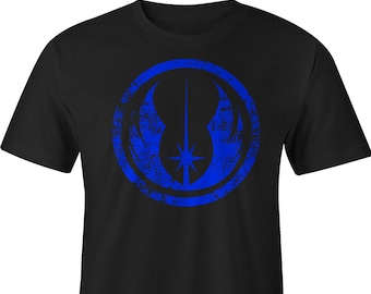 Jedi Distressed Blue Logo T-shirt, Jedi Distressed Tee, Jedi Distressed Shirt, Star Wars Shirt