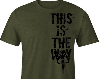Mandalorian Left Chest This is the Way OD Green T-Shirt, Mando T-Shirt, Mando tee, Mandalorian Tee Mandalorian Shirt, Mando Shirt, Star Wars