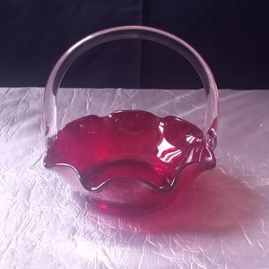 Vintage Ruby red crystal Basket