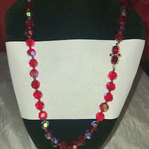 Stunning Rare Vintage Austrian ab and pink Crystal necklace