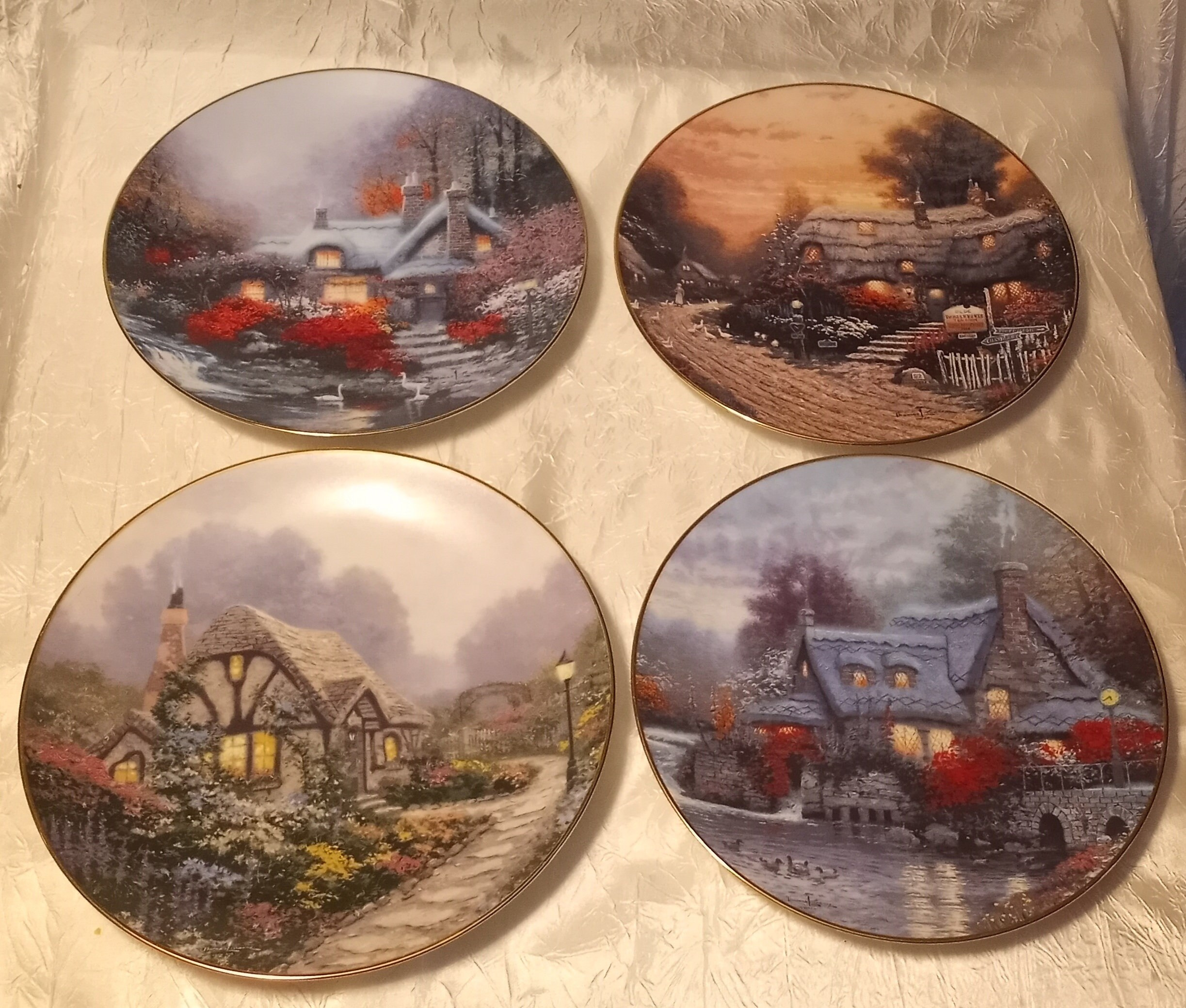 Vintage Thomas Kinkade Collector's Plates by Knowles Set of 4 Collector