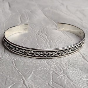 Unique-Vintage 925 silver braided cuff bracelet