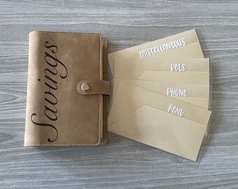 Khaki Personalized Starter Cash Envelope System Wallet Personal Planner 6 Ring Binder Envelopes, Budget binder, Cash Envelopes,